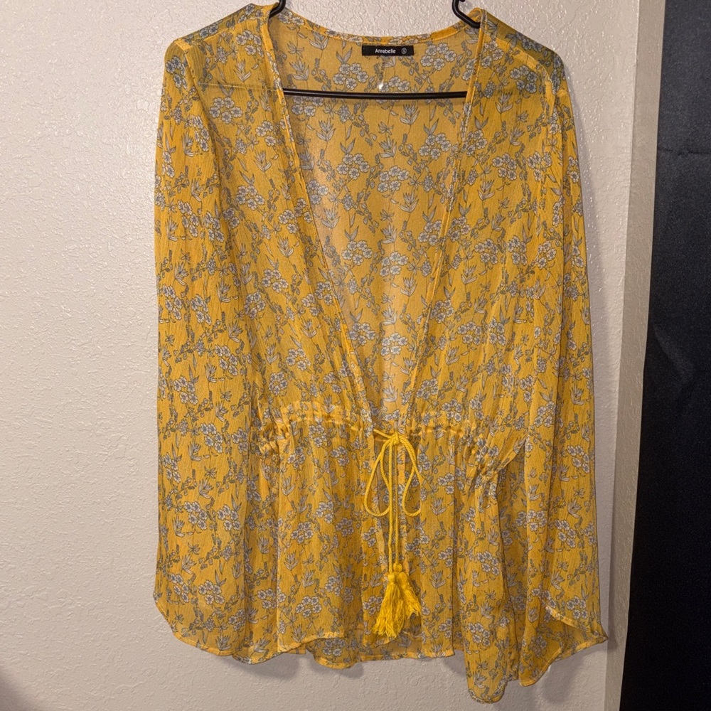 Annabelle Yellow Floral Cardigan kimono